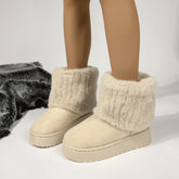 Thick Bottom round Head Turn over Furry Short Snow Boots Muffin Bottom Thermal Thicker Cotton Padded Shoes